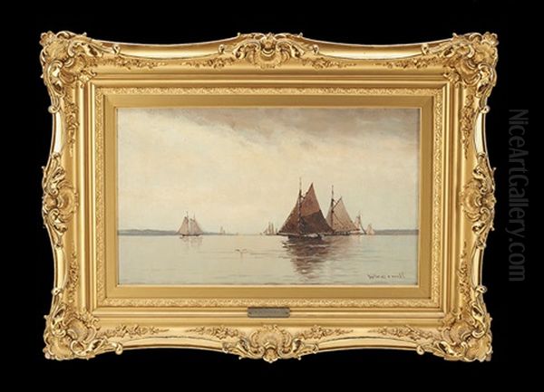 Seascape With Sailboats Oil Painting by William Wilson Cowell