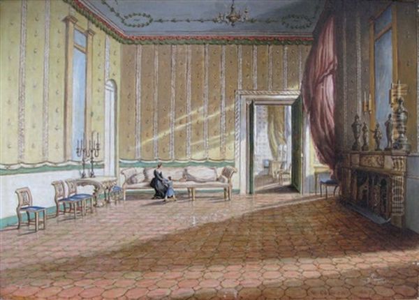 Mere Et Enfant Dans Un Interieur De Chateau Oil Painting by William Cowen