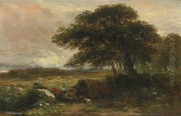 Landscape With A Gypsy Tent Oil Painting by David Cox the Elder