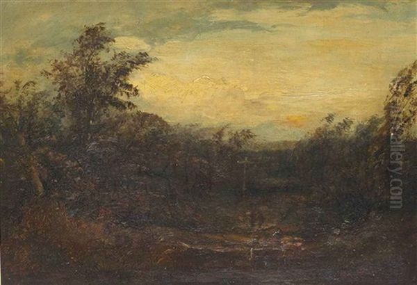 A Country Lane Oil Painting by David Cox the Elder