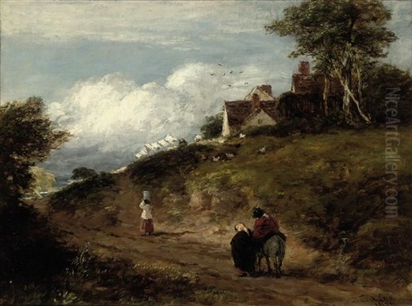 Hanging Out Clothes Oil Painting by David Cox the Elder