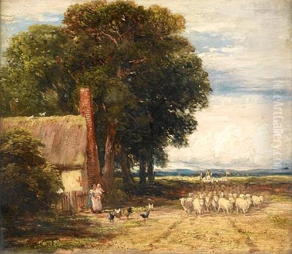 Country Landscape With A Shepherd And Sheep Oil Painting by David Cox the Elder