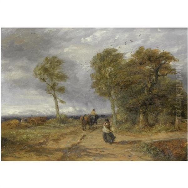 A Windy Day Oil Painting by David Cox the Elder