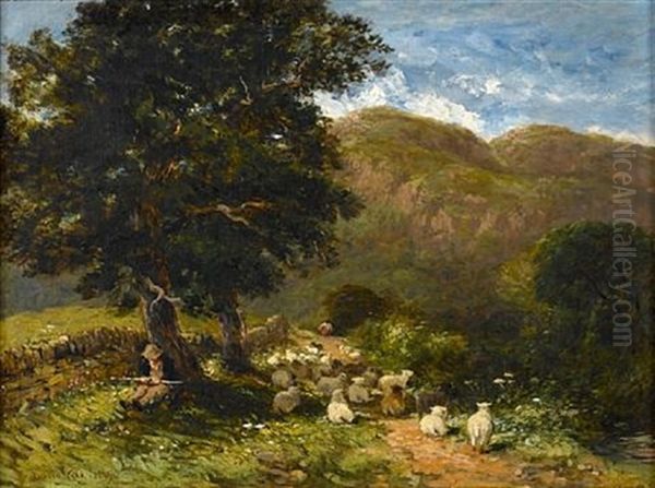 The Old Holyhead Road, Sheep Beneath A Tree Oil Painting by David Cox the Elder