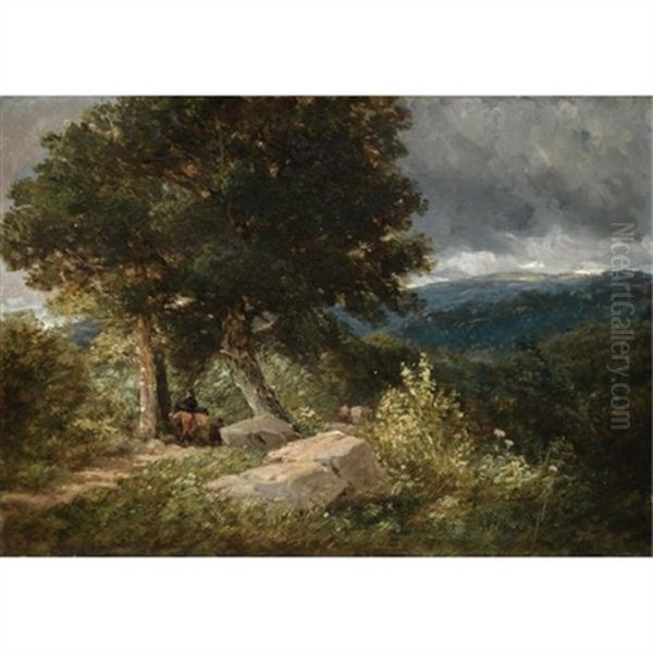 Travellers On The Road To Bettwys-y-coed Oil Painting by David Cox the Elder