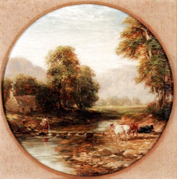 Stepping Stones Oil Painting by David Cox the Elder