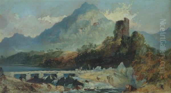 Cascatelle Au Pied D'une Montagne Oil Painting by David Cox the Elder