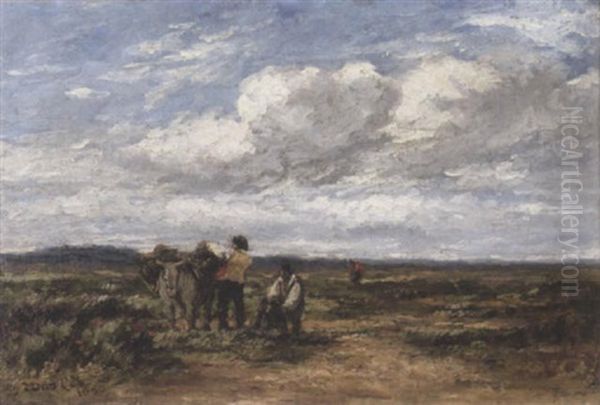 Peat Cutters In A Landscape Oil Painting by David Cox the Elder