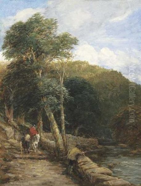 The Fisherman - View At Bettws-y-coed Oil Painting by David Cox the Elder