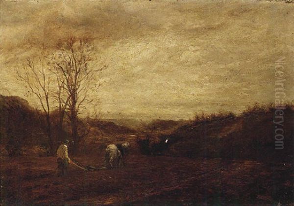 Ploughing In The Conway Valley Oil Painting by David Cox the Elder