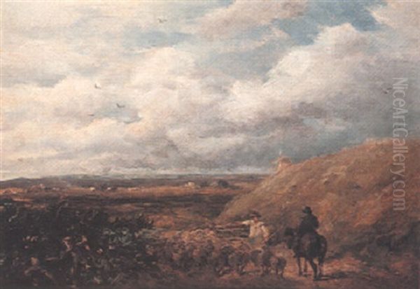 Changing Pasture (counting The Flock) Oil Painting by David Cox the Elder