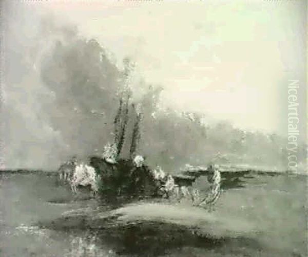 Unloading The Catch Oil Painting by David Cox the Elder