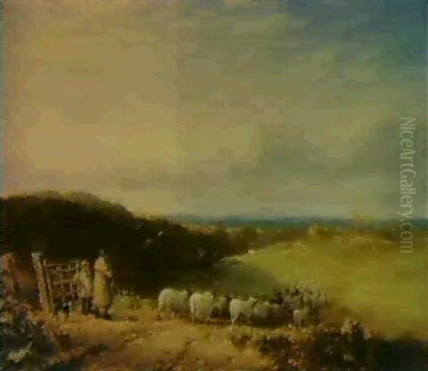 Changing Pasture Oil Painting by David Cox the Elder