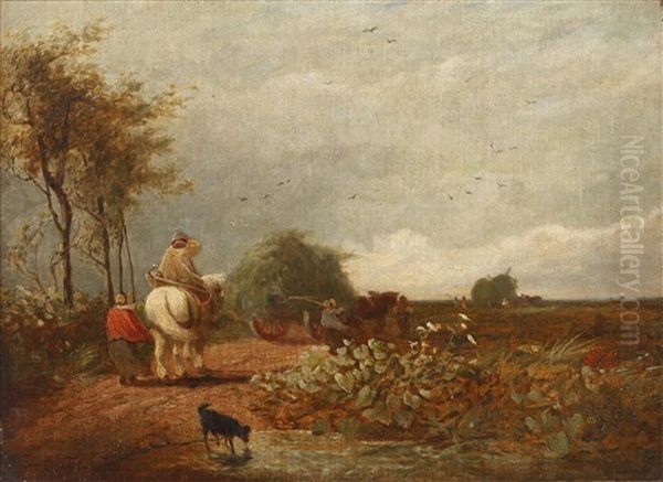 Hay Harvesters Oil Painting by David Cox the Younger