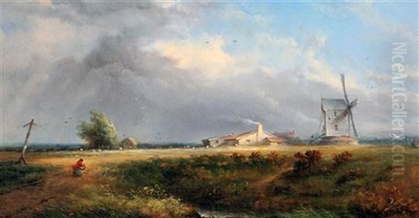 Windswept Landscape Oil Painting by David Cox the Younger