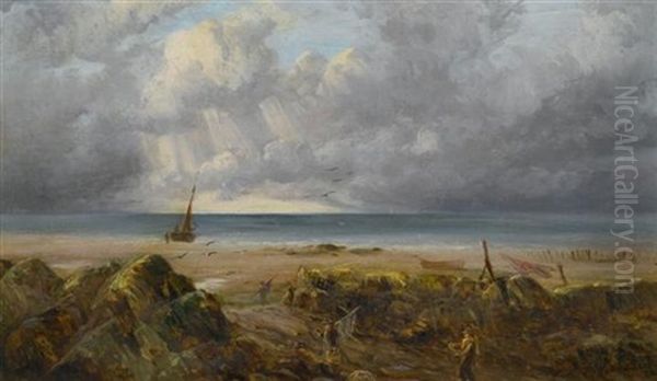 Kunstenlandschaft Mit Fischern Oil Painting by David Cox the Younger