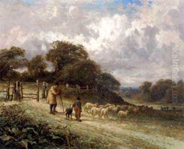 A Lesson In Shepherding Oil Painting by David Cox the Younger