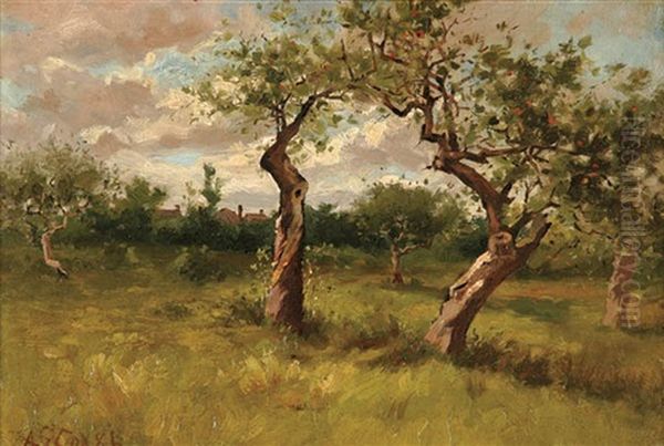 Apple Orchard In Summer Oil Painting by Albert Scott Cox