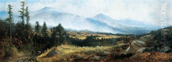 Herding Cattle On A Valley Road Oil Painting by Arthur W. Cox