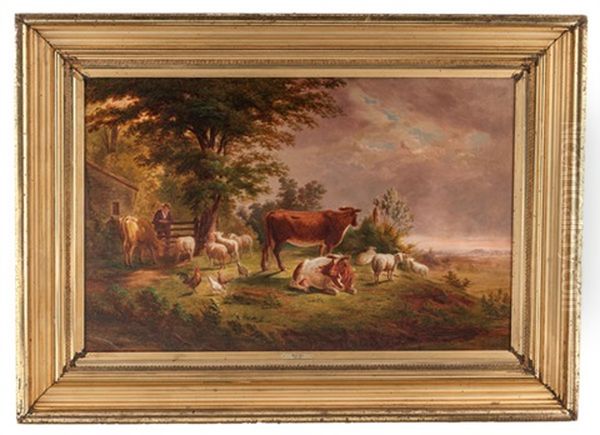 Early Indiana Landscape Oil Painting by Jacob Cox