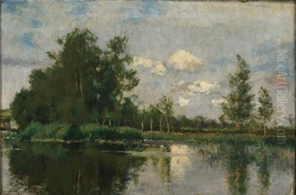 Landscape At Grez Oil Painting by Kenyon C. Cox