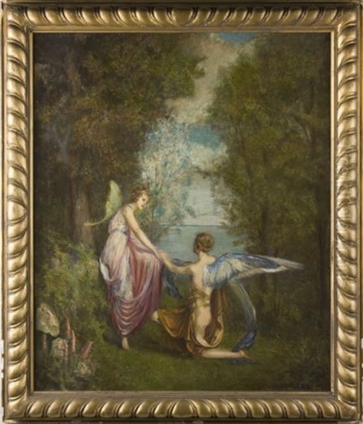 Allegorical Landscape Oil Painting by Louise Howland King Cox