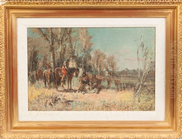 Indian Encampment Oil Painting by W.H.M. Cox