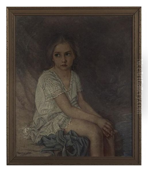 Portrait Of A Young Girl Seated Oil Painting by Walter I. Cox