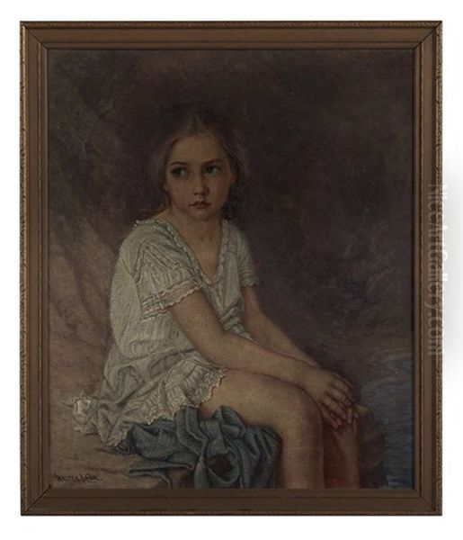 Portrait Of A Young Girl Seated Oil Painting by Walter I. Cox