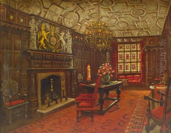 Interior Of A Library Oil Painting by Walter I. Cox