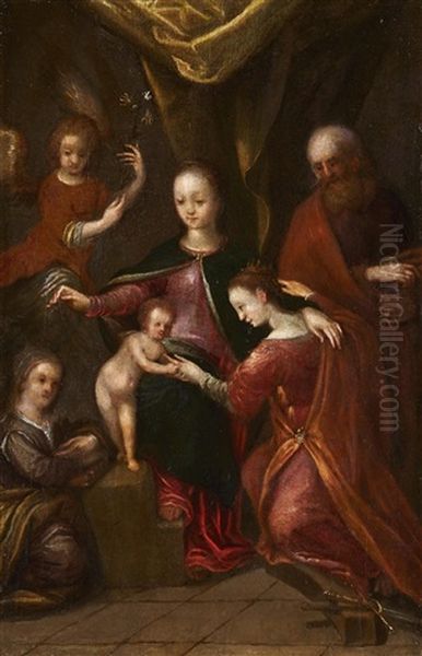 The Mystical Marriage Of Saint Catherine Oil Painting by Michiel Coxie the Elder