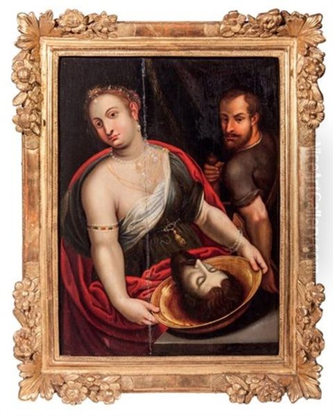 Salome Portant La Tete De Saint-jean-baptiste Oil Painting by Michiel Coxie the Elder