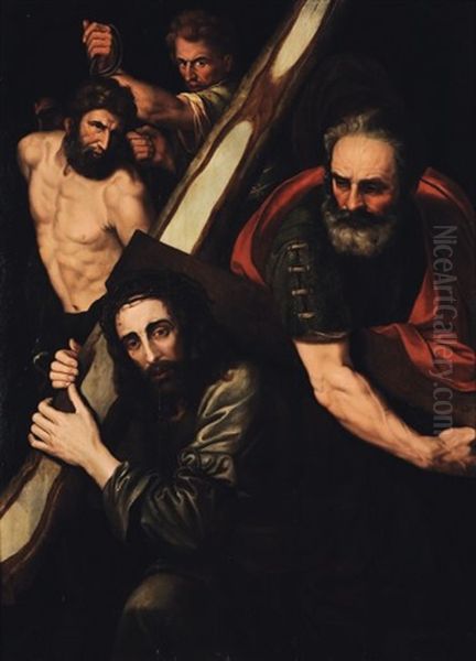 Le Christ Sur La Route Du Calvaire Oil Painting by Michiel Coxie the Elder