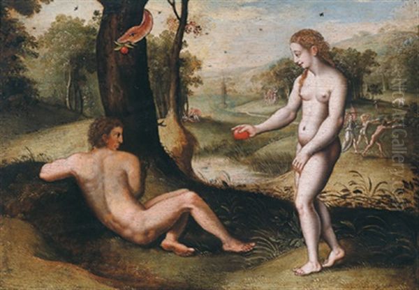 Adam Und Eva Unter Dem Baum Der Erkenntnis by Michiel Coxie the Elder