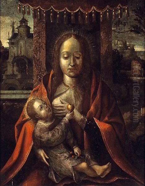 The Virgin Nursing The Christ Child Oil Painting by Michiel Coxie the Elder