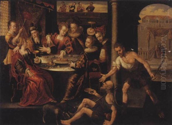 Lazare Et Le Mauvais Riche Oil Painting by Michiel Coxie the Elder