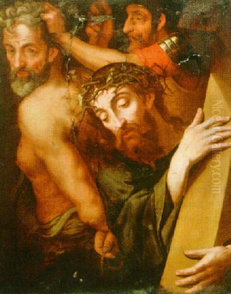 Christ Bearing The Cross Oil Painting by Michiel Coxie the Elder