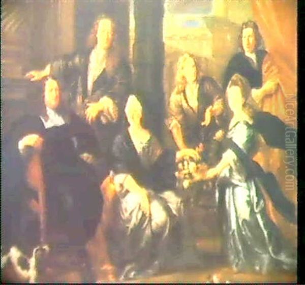 A Group Portrait Of The Van Haecht Family Oil Painting by Johan Anthonie (Jan Michiel) Coxie