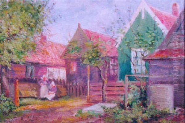 Dutch Village Scene Oil Painting by Anna Coy