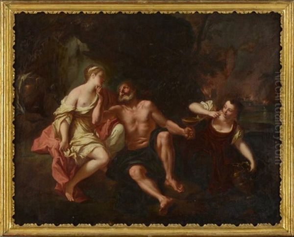 Loth Et Ses Filles - Suzanne Et Les Vieillards (2 Canvases) Oil Painting by Antoine Coypel