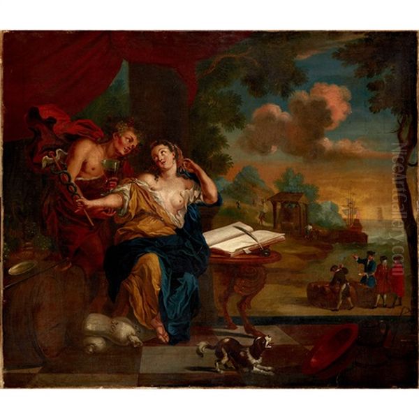 Bacchus And Ariadne With Wine Merchants Oil Painting by Antoine Coypel