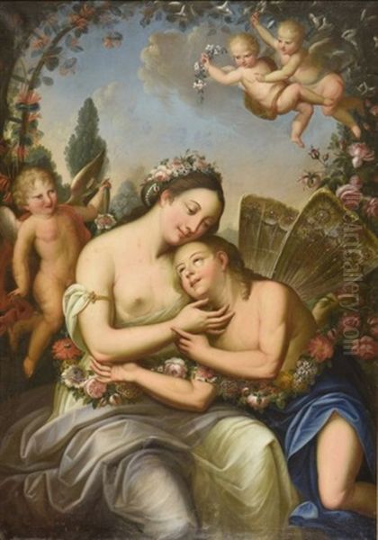 Zephire Et Flore Oil Painting by Antoine Coypel