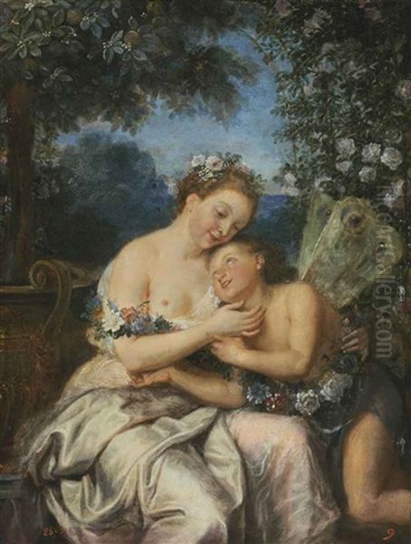 Flora And Zephyr Oil Painting by Antoine Coypel