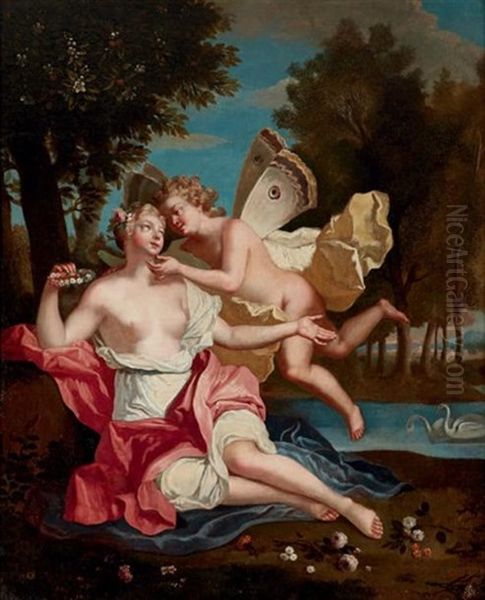 Zephir Et Flore Oil Painting by Antoine Coypel