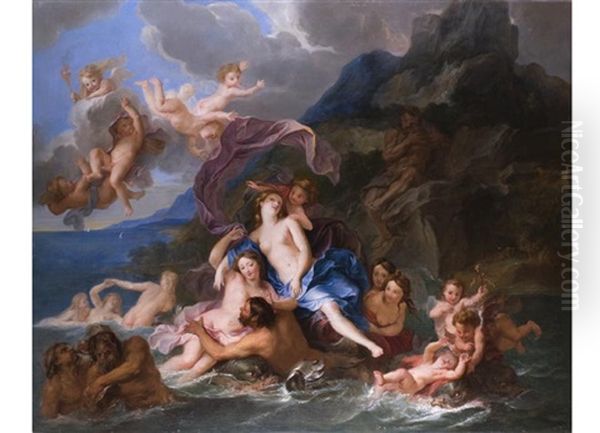 Die Schone Galatea Wird Vom Zyklopen Belauscht Oil Painting by Antoine Coypel