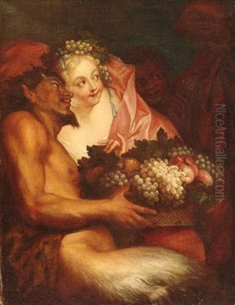 Faune Et Bacchante Oil Painting by Antoine Coypel