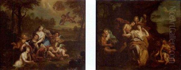 Bacchus Ayant Trouve Ariane Endormie (+ Quelle Force Resiste Au Piege De L'amour?; 2 Works) Oil Painting by Antoine Coypel