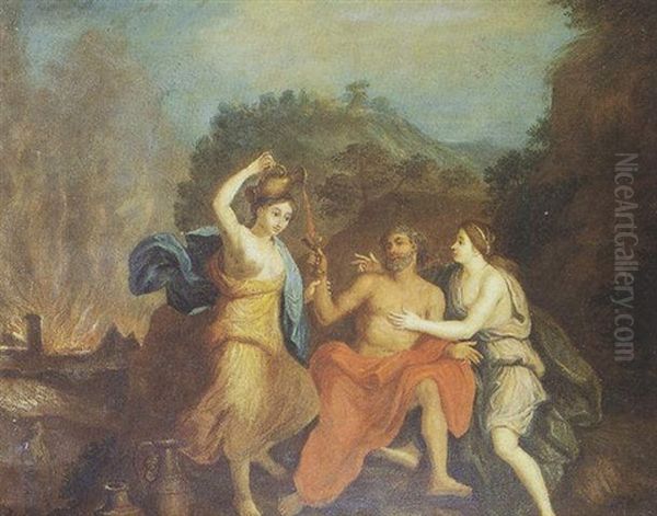 Loth Et Ses Filles Oil Painting by Antoine Coypel