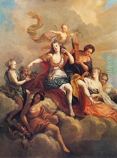 Il Riposo Di Diana Sulle Nubi Accompagnata Dalle Ninfe by Antoine Coypel