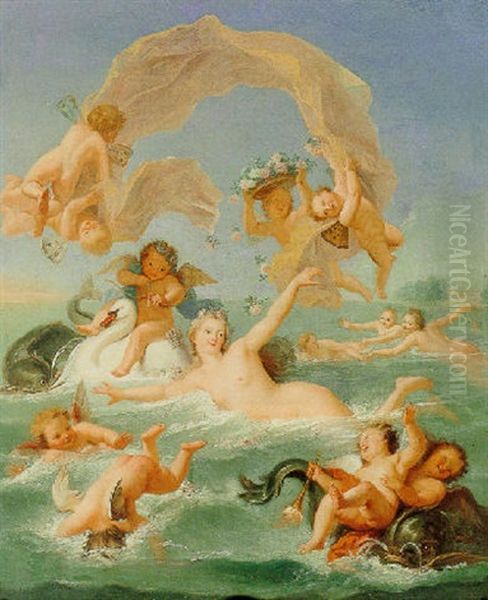 Venus Frolicking In The Sea With Nymphs And Putti Oil Painting by Antoine Coypel